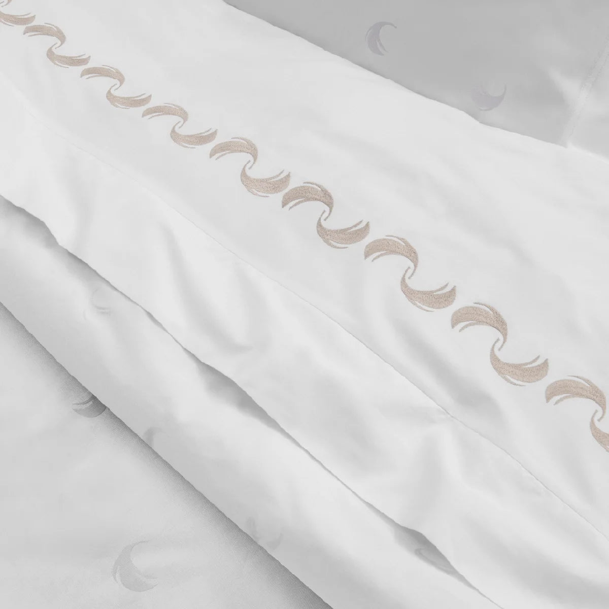 Andlös 100% Bomullsatin Påslakanset med Jacquard & Broderad